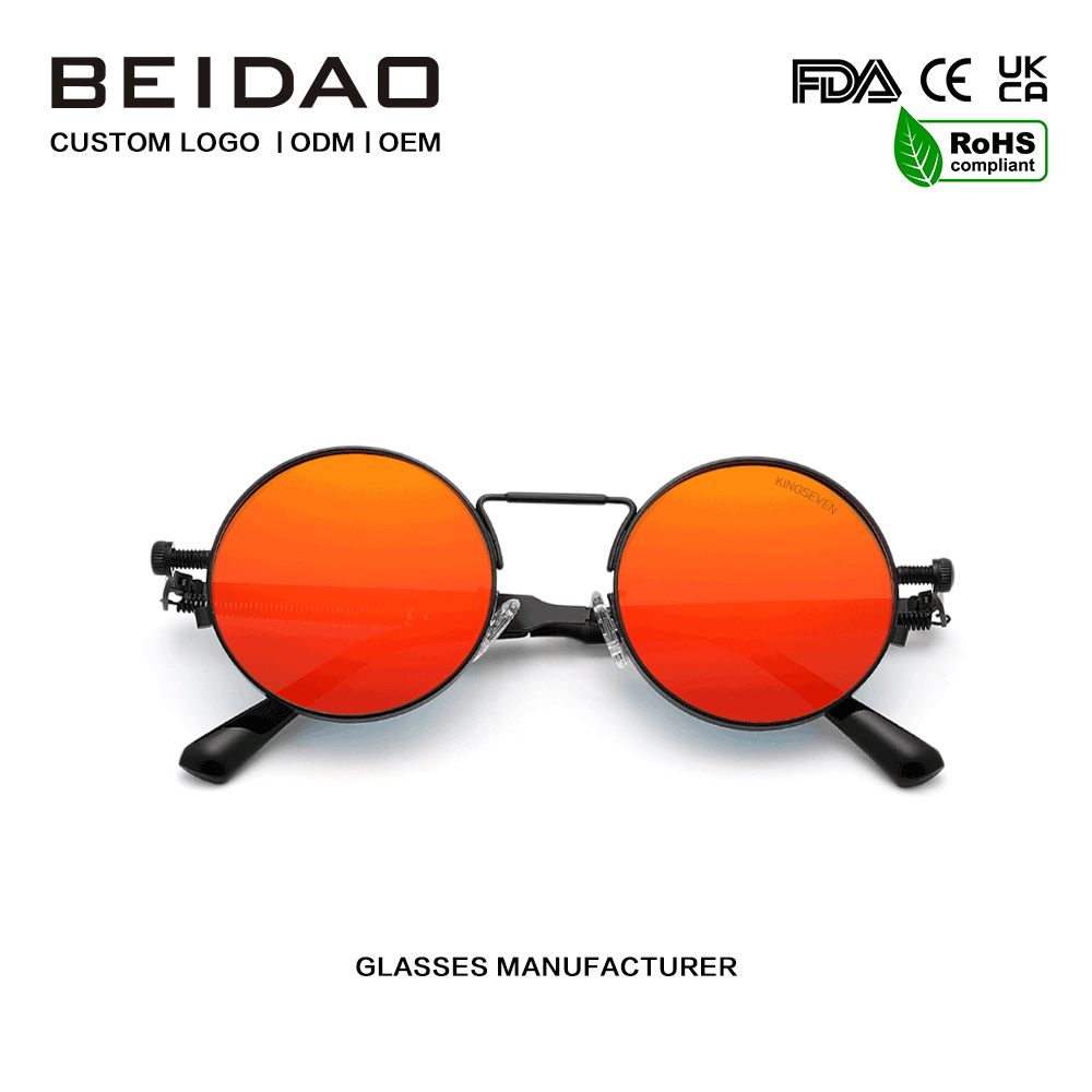 Designer rode UV400 bescherming gepolariseerde metalen frame zonnebril