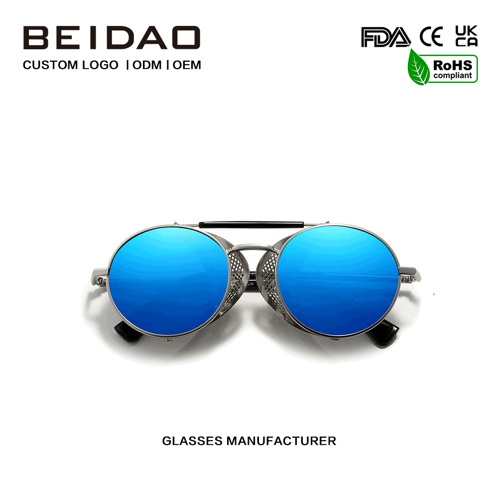 Designer ronde aluminium frame modebril