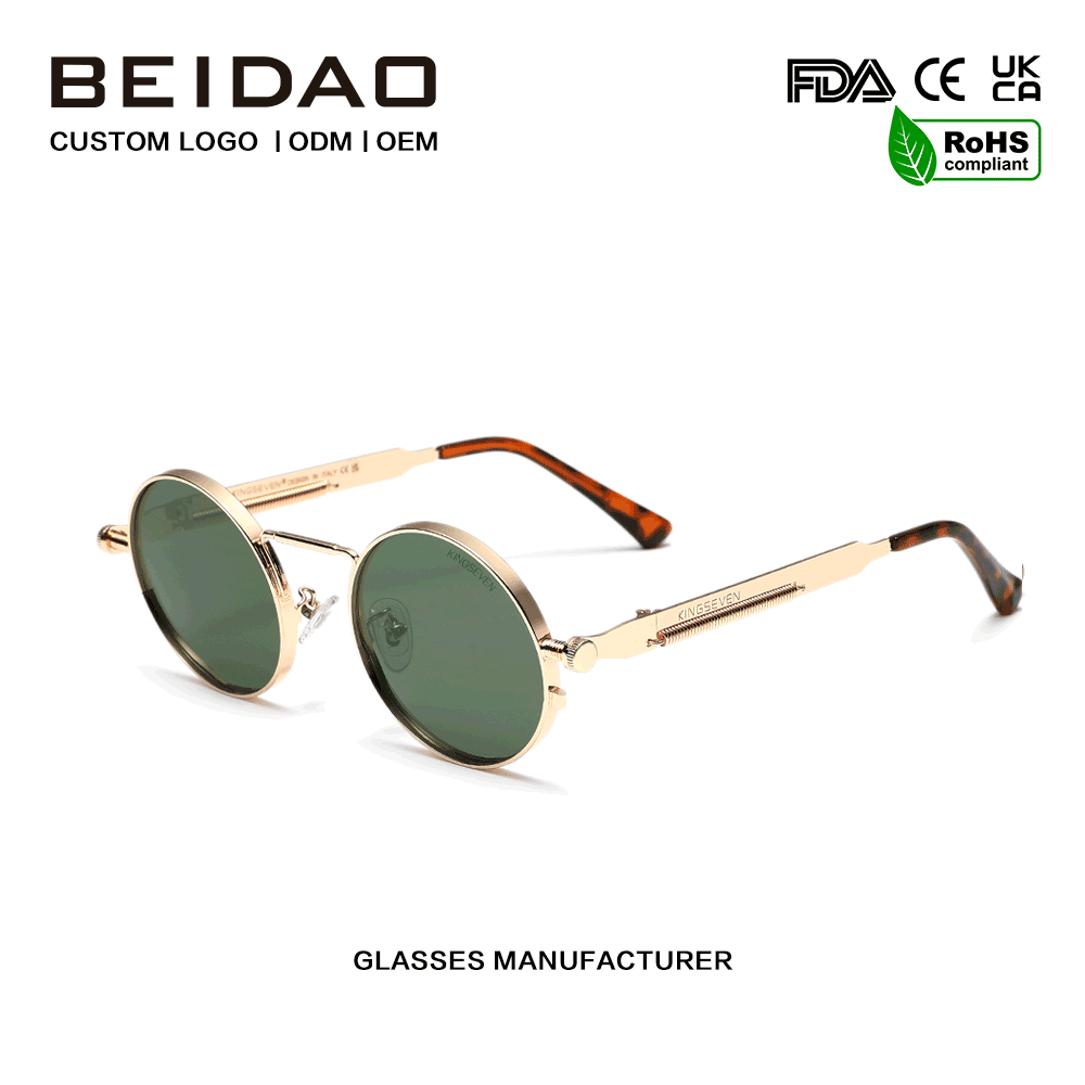 Designer UV400 bescherming Groen gepolariseerde metalen frame zonnebril