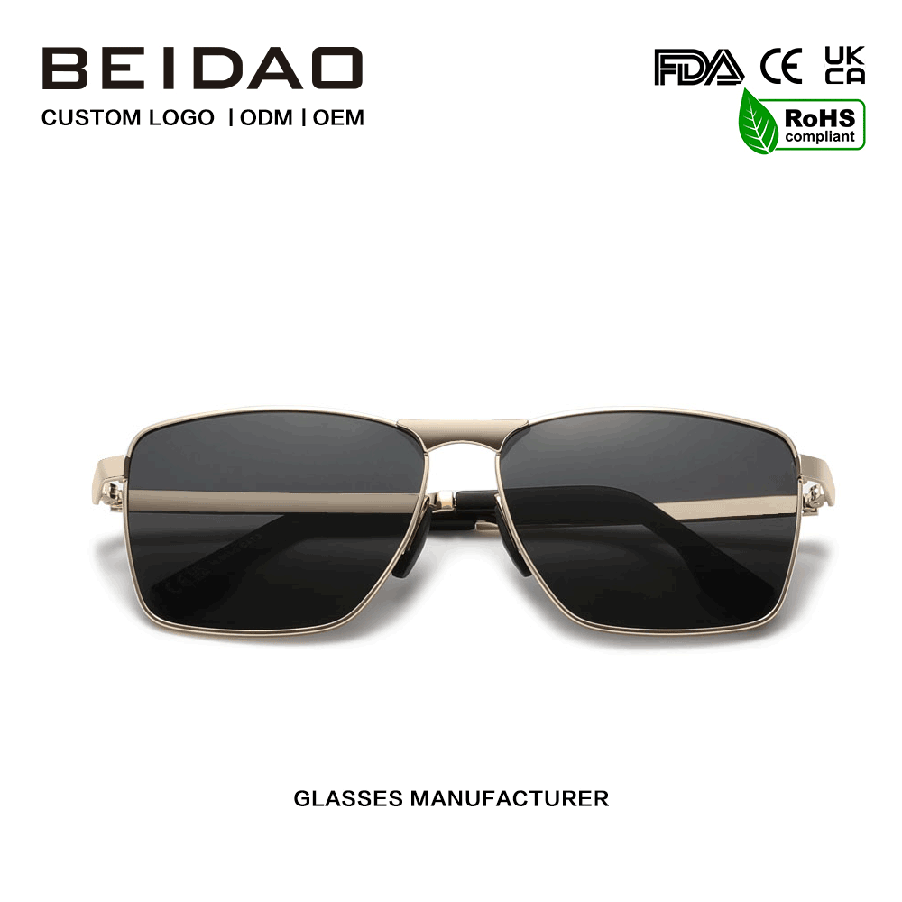 Luxe aluminium vierkante UV400 TAC-lenzen zonnebril voor unisex