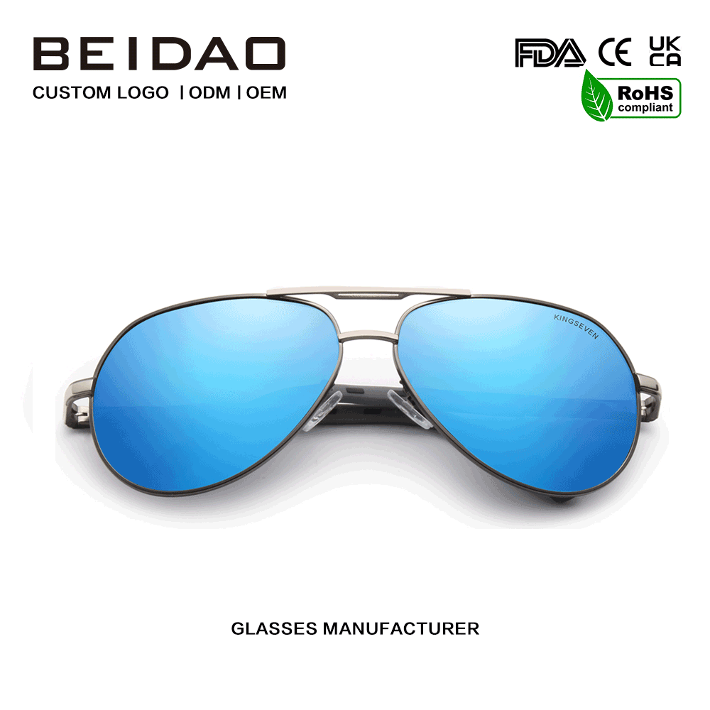 Heren gepolariseerde UV400 mode-zonnebril met aluminium frame