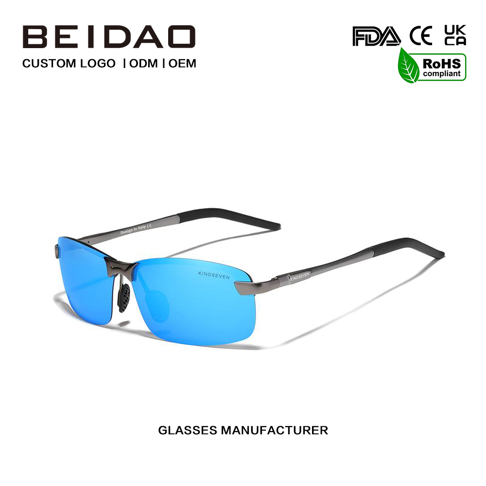 Moderne blauwe mode TR90 aluminium gepolariseerde zonnebril voor dames en heren
