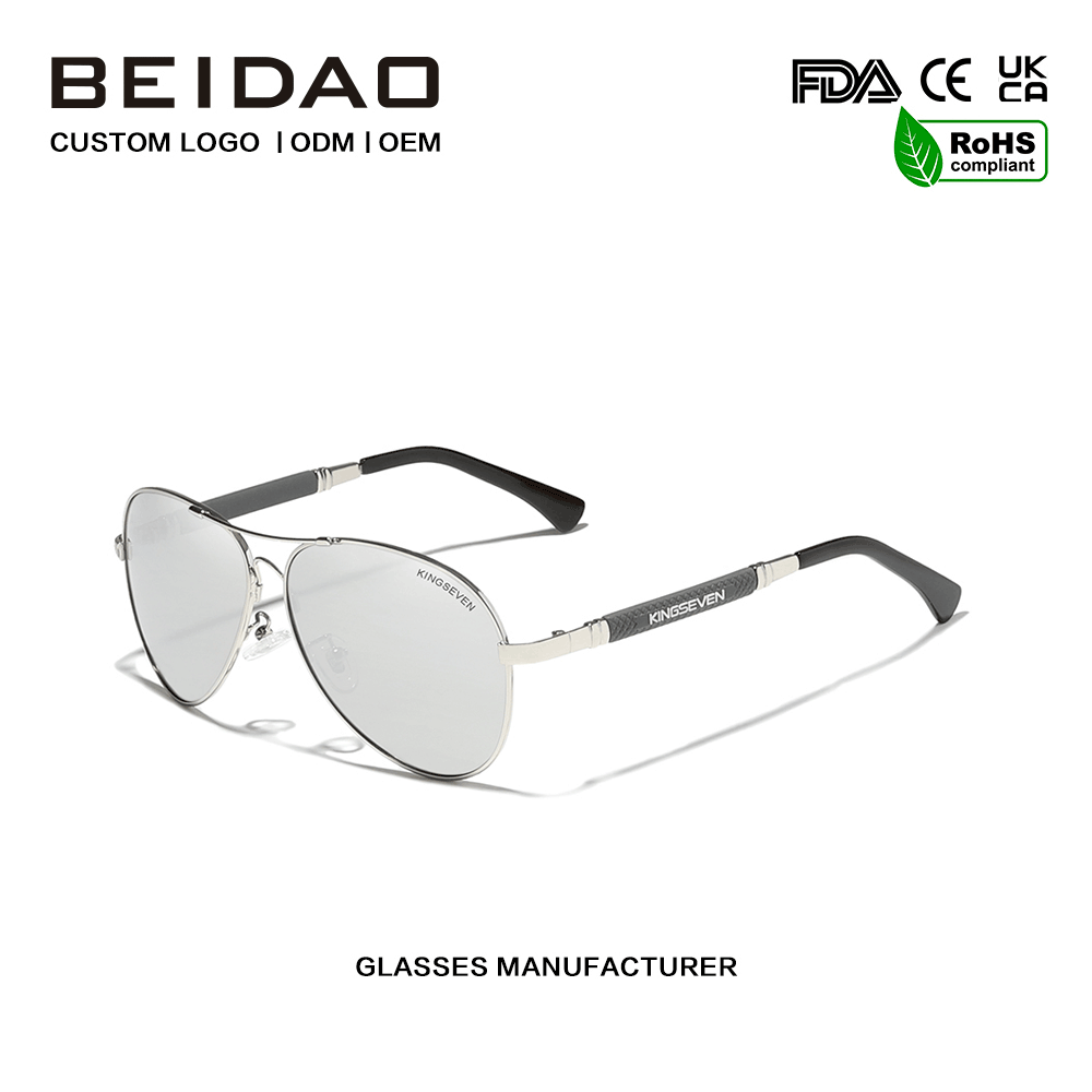 Moderne gepolariseerde zilveren lens aluminium frame rijden zonnebril
