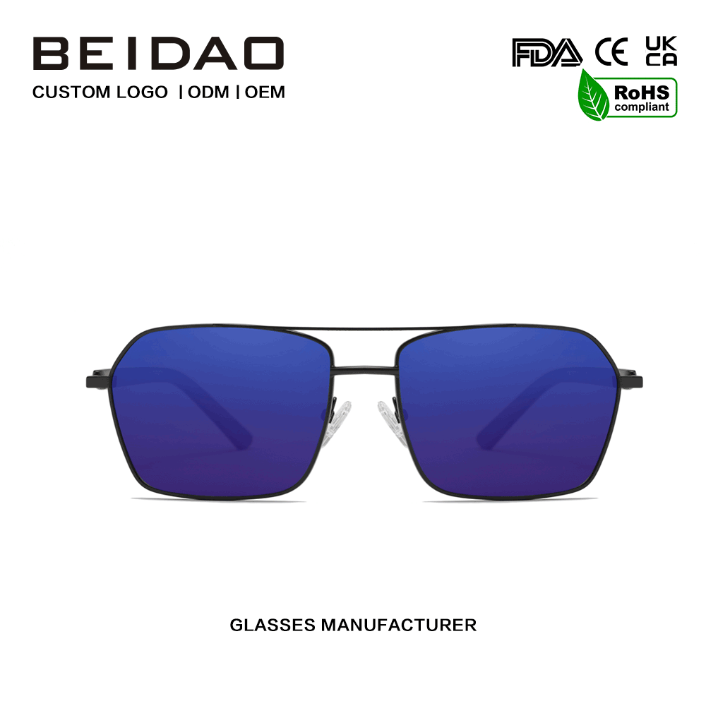 Moderne retro aluminium blauwe UV400 lens zonnebril rijden